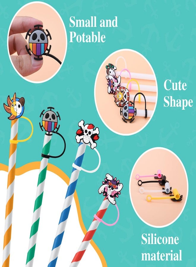 Pounchi Cool Anime Straw Covers (15 Pcs) 6-8 mm (0.2-0.3 Inch), Silicone Reusable Drinking Straw Cap Lids Cap Dust-proof Straw Plug Gifts for Teens - Image 3